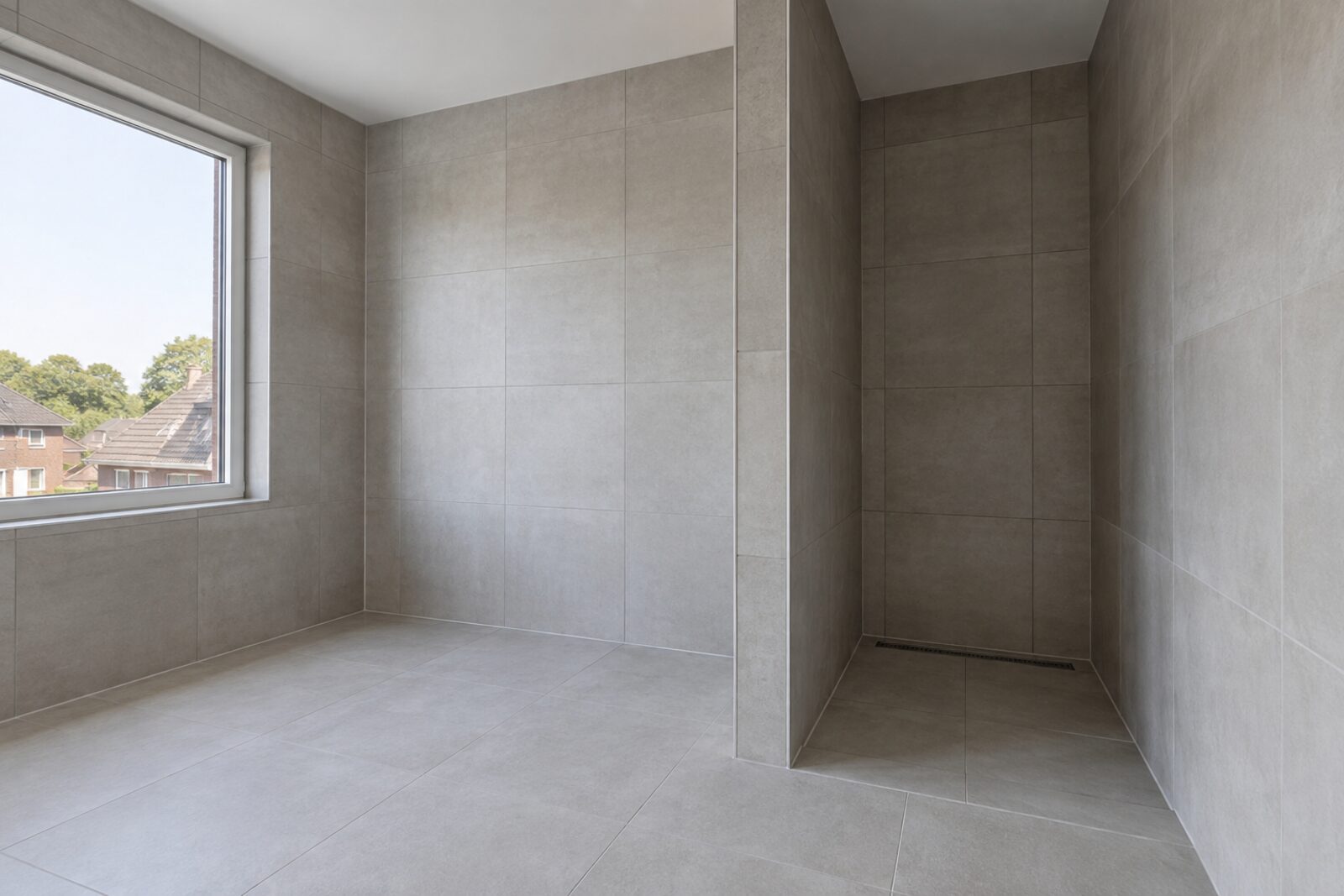 Pas betegelde badkamer in een nieuwbouwwoning